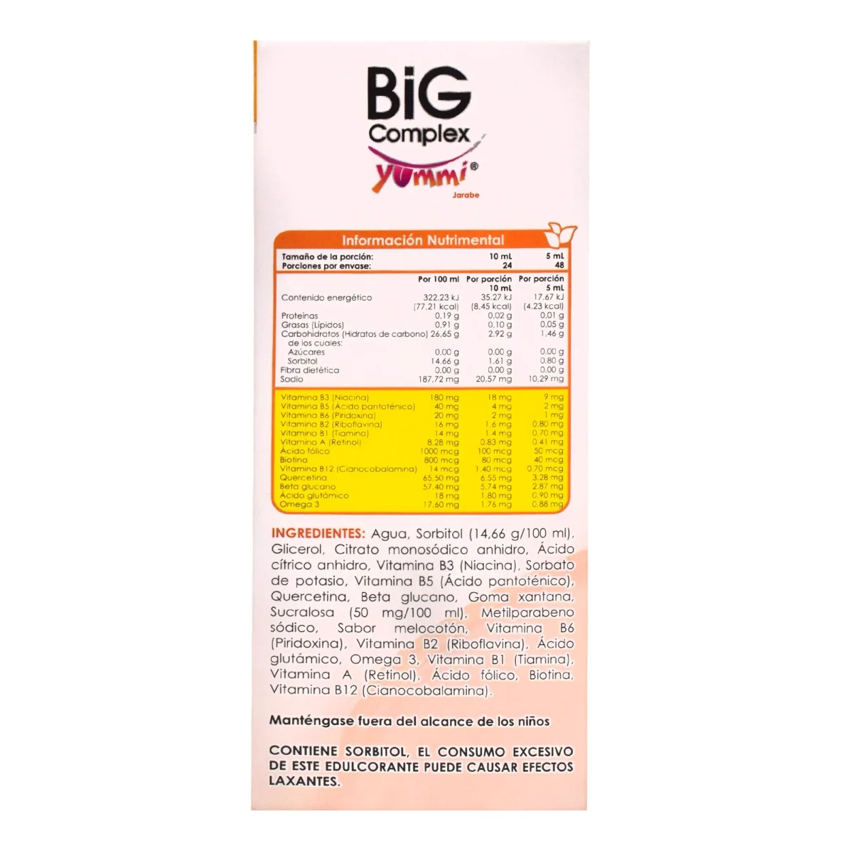 Jarabe Big Complex Yummi Melocoton 240 Ml - Imagen 3