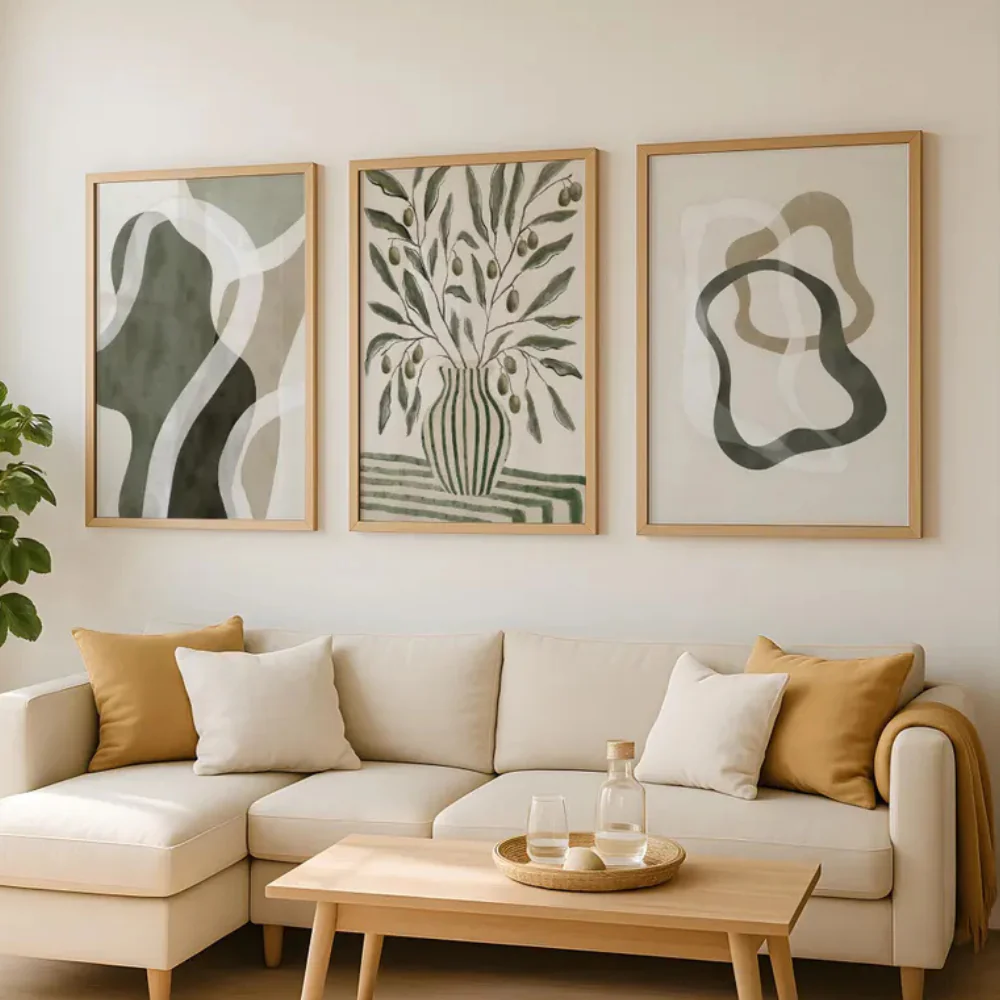 Set x3 Cuadros Abstract XIX Marco Natural - Imagen 2