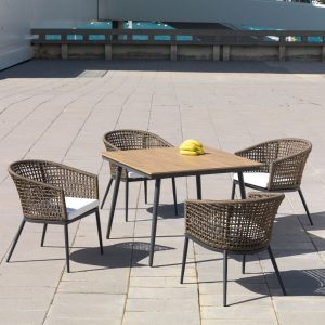 Mesa De Jardín Cuadrada Valencia + 4 Sillas De Jardín Valencia
