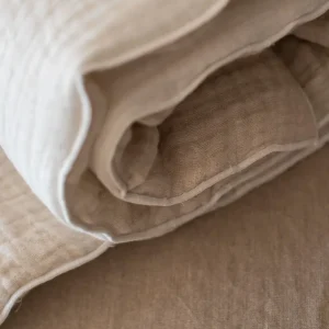 Plaid Cama Lino Gasa Tierra & Blanco Hilatura